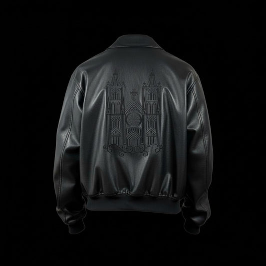 25FW CATHEDRAL EMBROIDERY LEATHER JACKET - BLACK