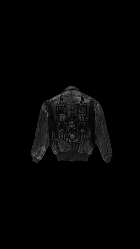 CATHEDRAL Leather Bomber Jacket - BLACK