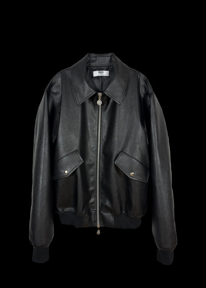 CATHEDRAL Embroidery Leather Jacket - BLACK