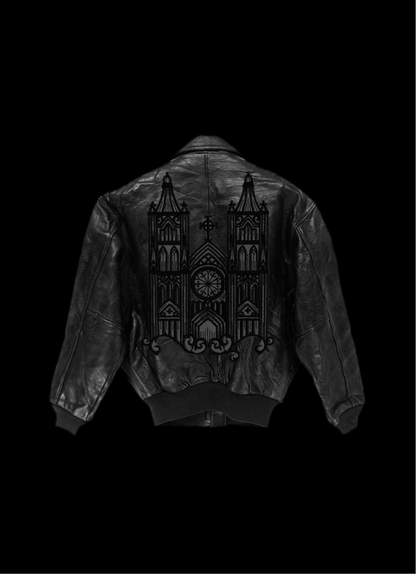 CATHEDRAL Leather Bomber Jacket - BLACK