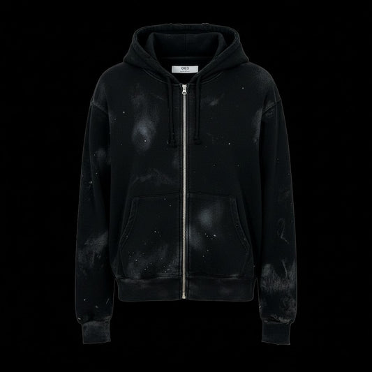 25FW 063CLUB VINTAGE CROSS OVERFIT ZIP HOODIE – BLACK