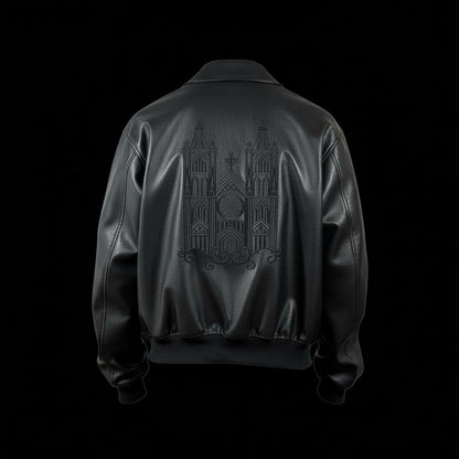 25FW CATHEDRAL EMBROIDERY LEATHER JACKET - BLACK